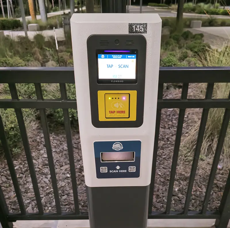 SunRail Ticket Validating Unit at a SunRail Station.