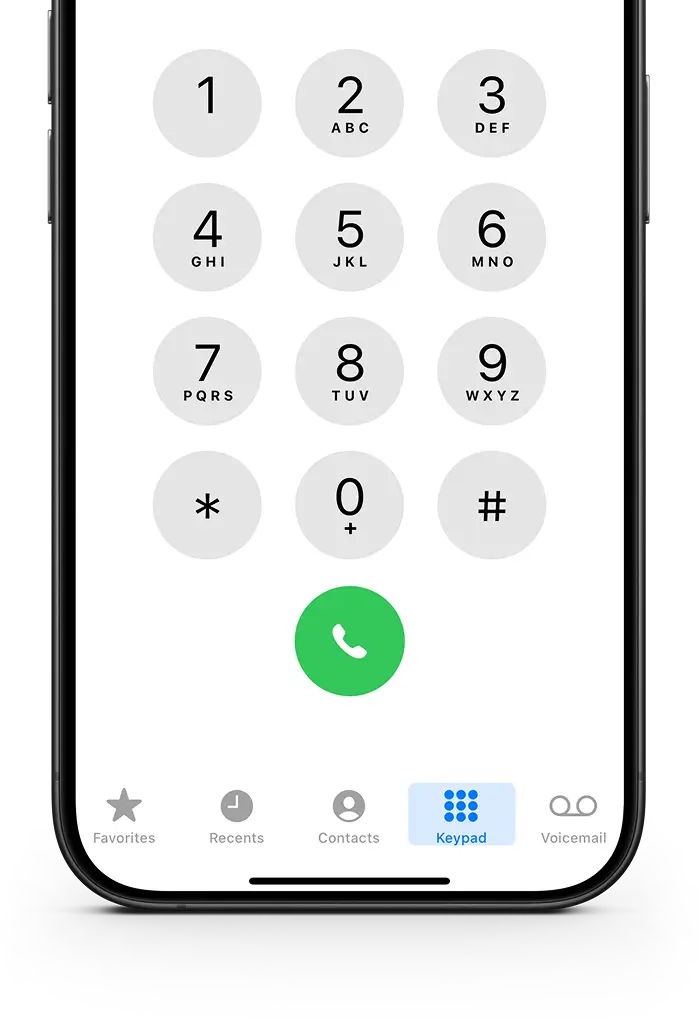Smart phone with number pad displayed.