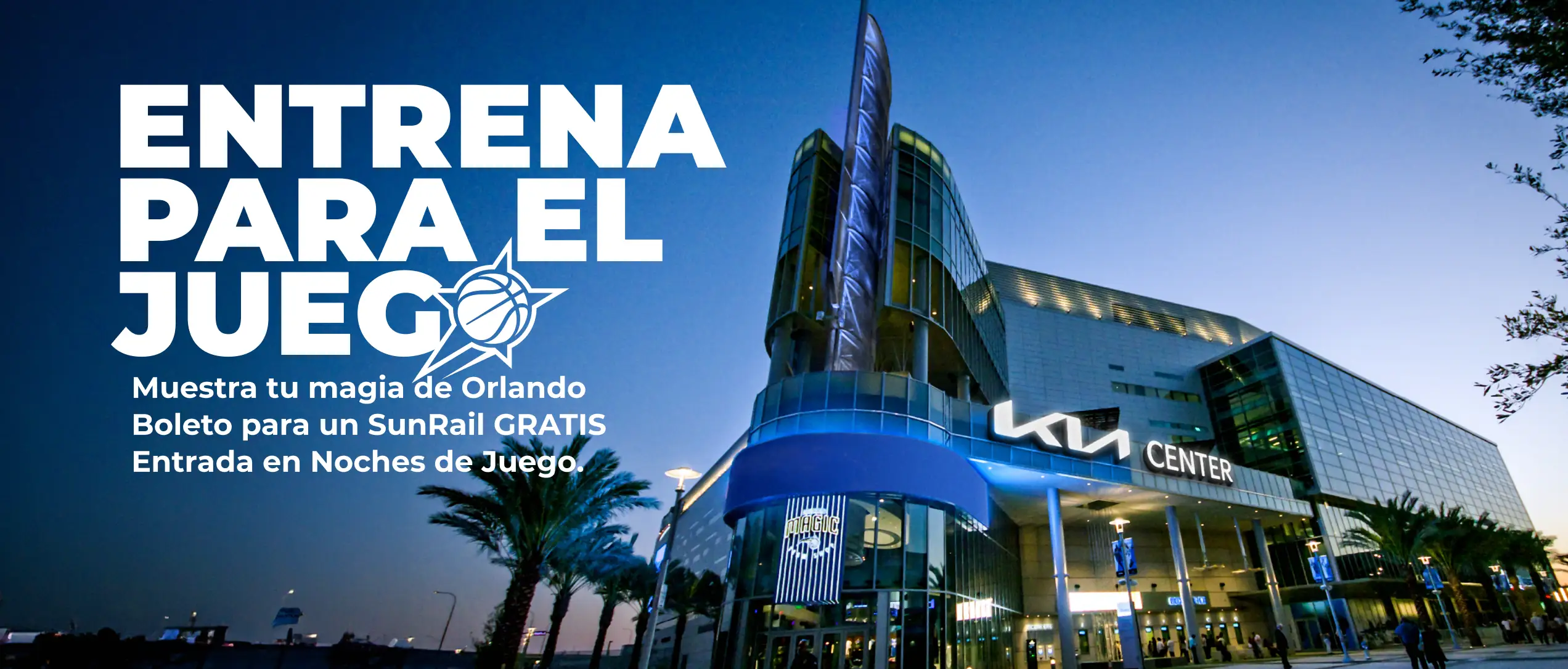 Train to the Game - Show your Orlando Magic Ticket for a FREE SunRail Ride on Game Nights.