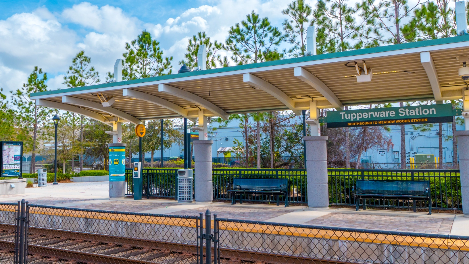 The station platform at the Tupperware SunRail Station.