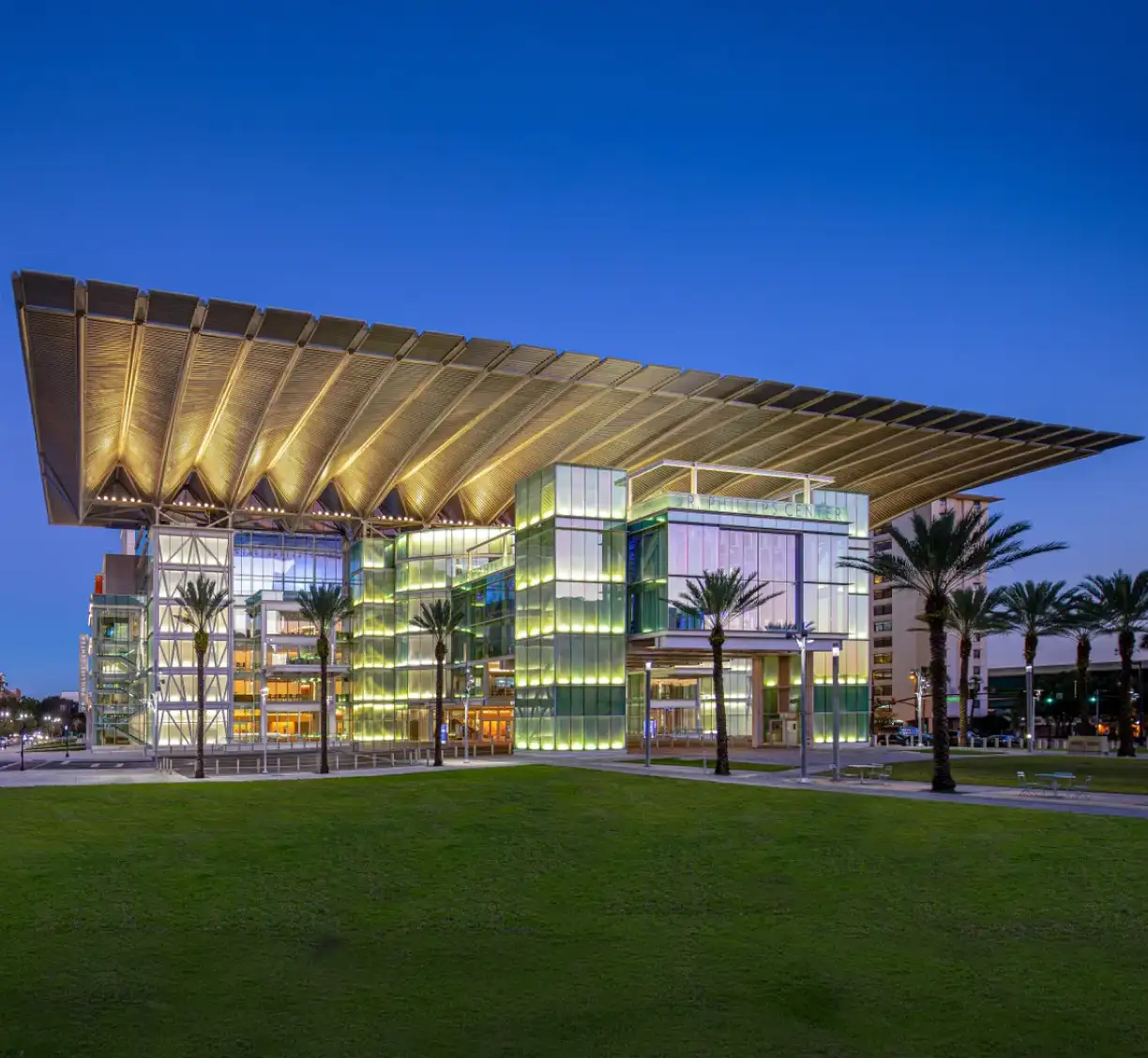Dr. Phillips Center at night.